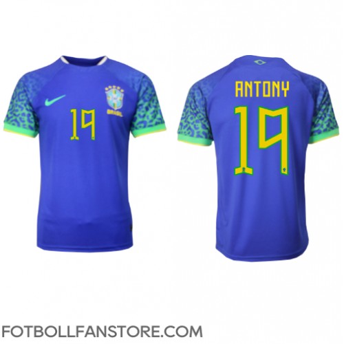 Brasilien Antony #19 Borta matchtröja VM 2022 Kortärmad Billigt